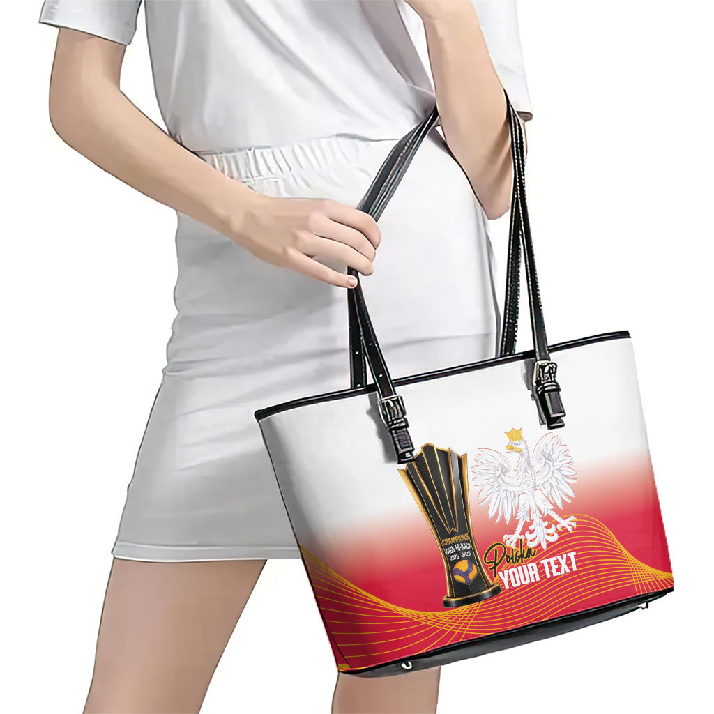 Personalised Poland Volleyball 2026 Leather Tote Bag Polska Back To Back Champions