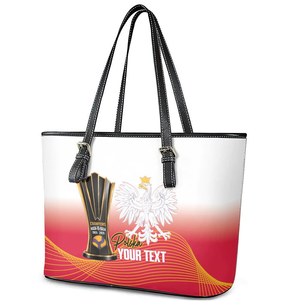 Personalised Poland Volleyball 2026 Leather Tote Bag Polska Back To Back Champions