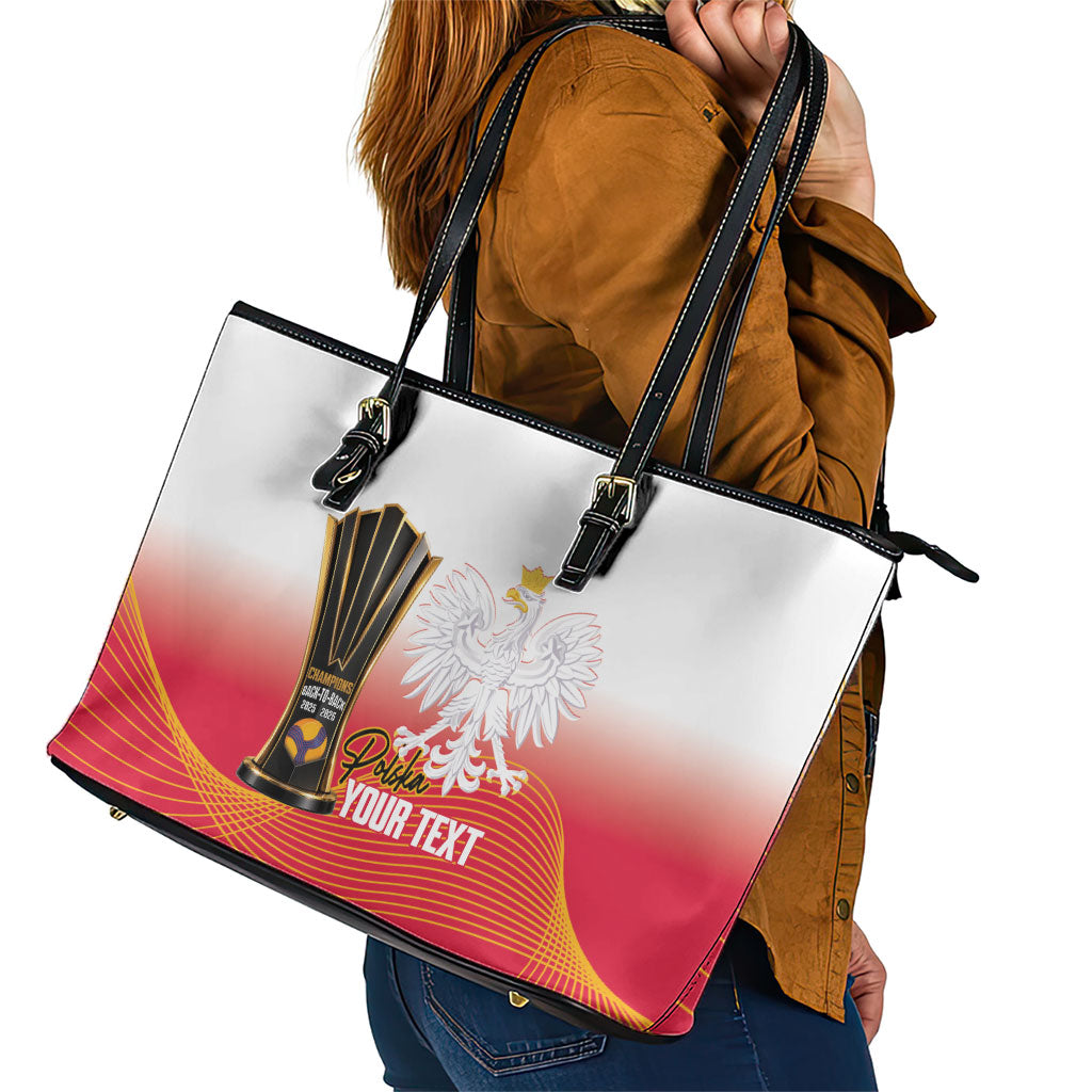 Personalised Poland Volleyball 2026 Leather Tote Bag Polska Back To Back Champions