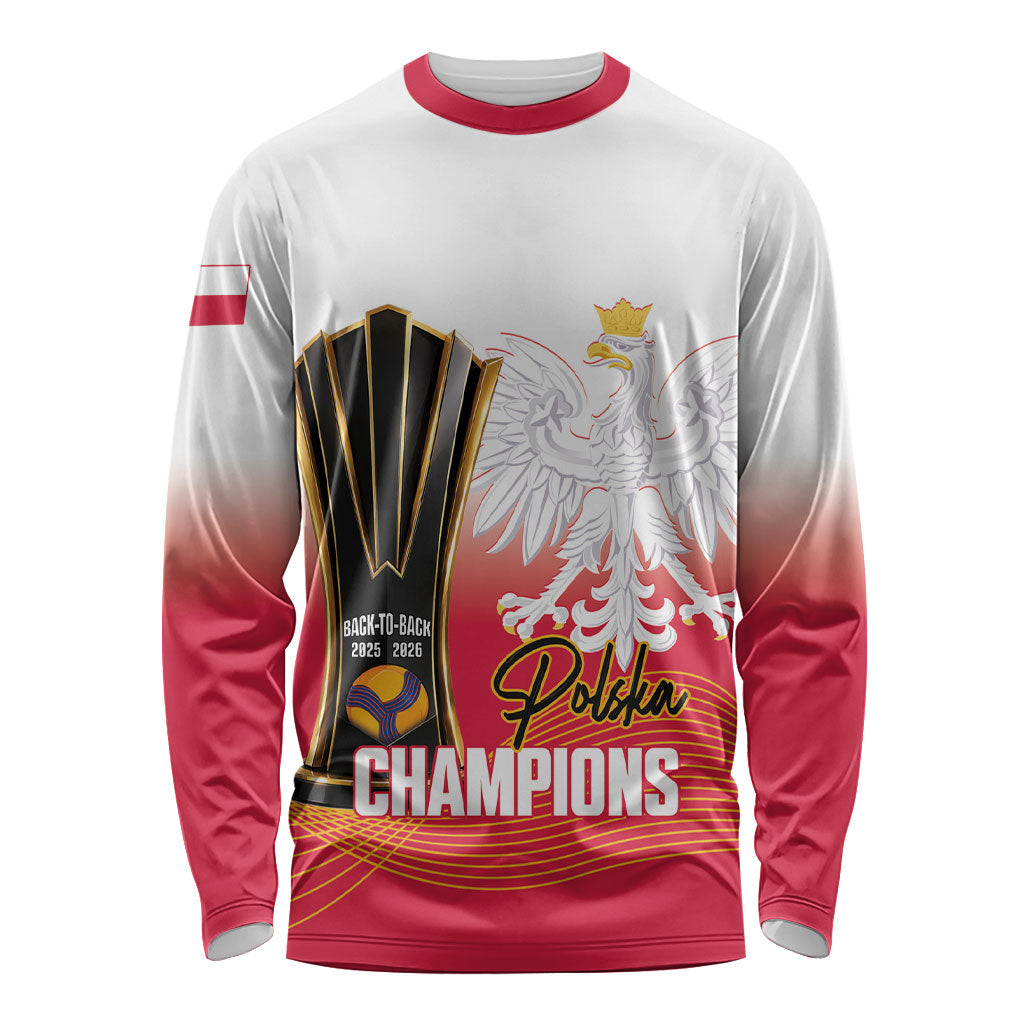 Personalised Poland Volleyball 2026 Long Sleeve Shirt Polska Back To Back Champions