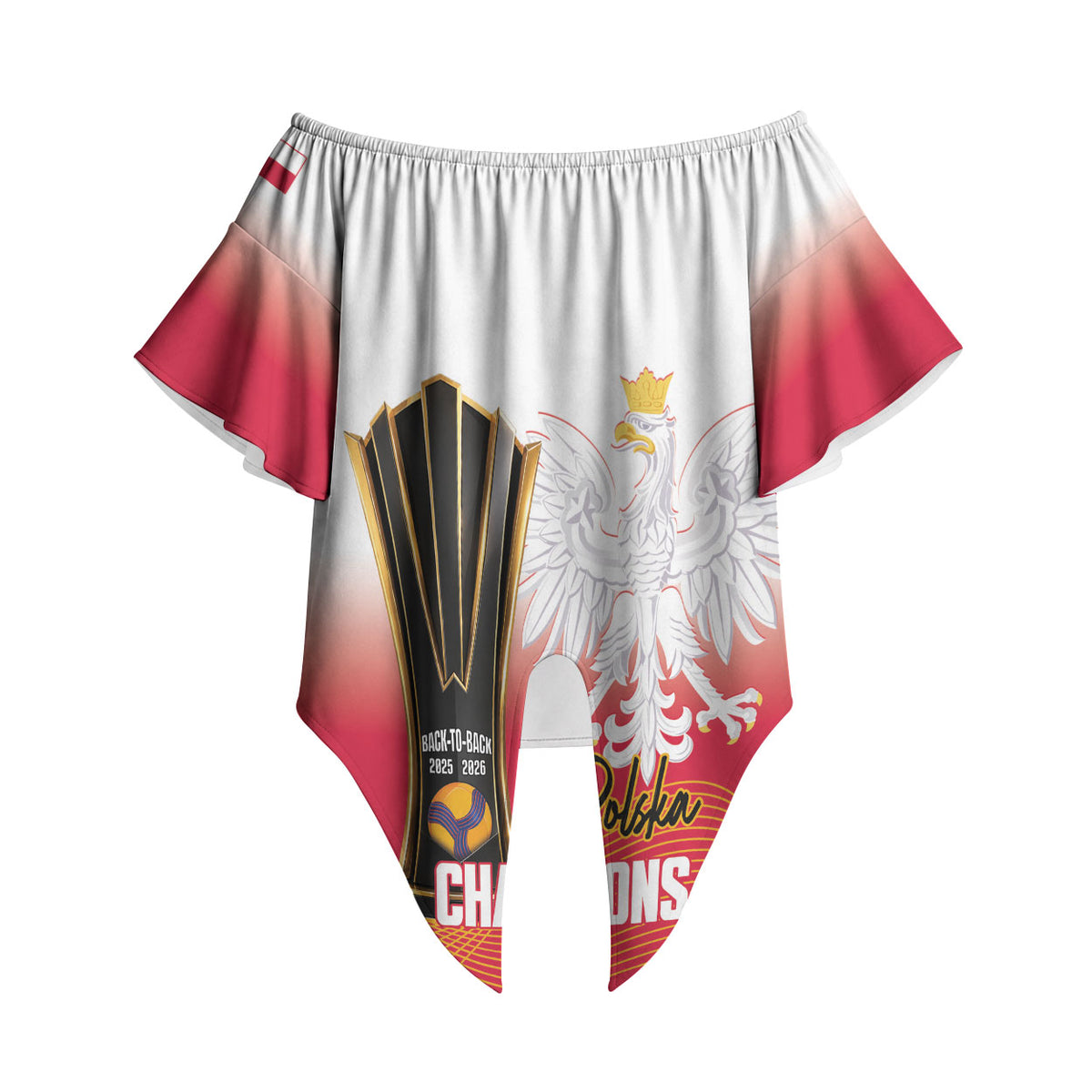 Personalised Poland Volleyball 2026 Off Shoulder Wrap Waist Top Polska Back To Back Champions