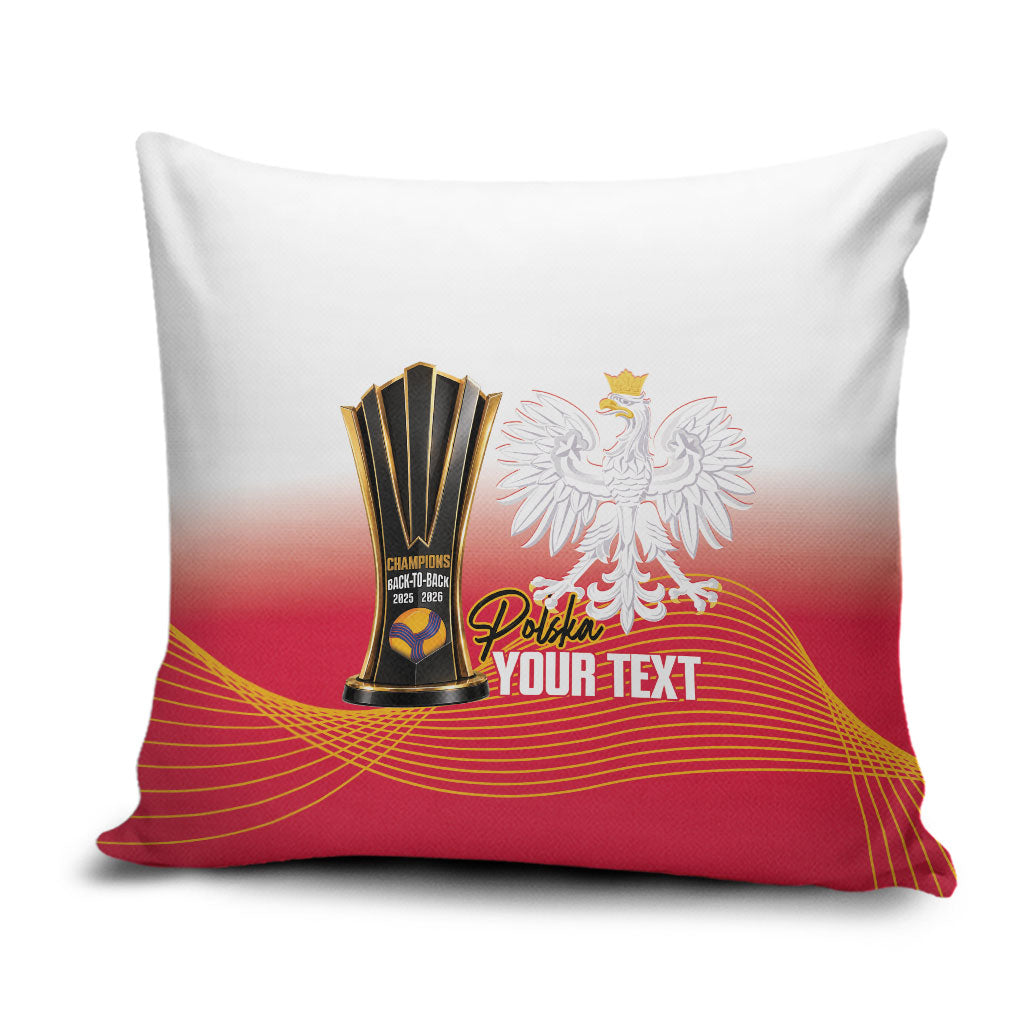 Personalised Poland Volleyball 2026 Pillow Cover Polska Back To Back Champions