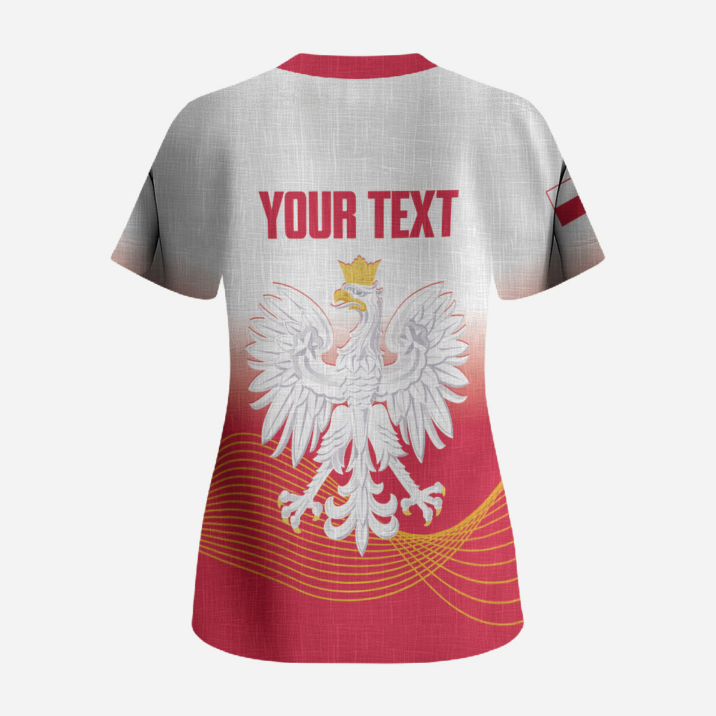 Personalised Poland Volleyball 2026 Scrub Top Polska Back To Back Champions