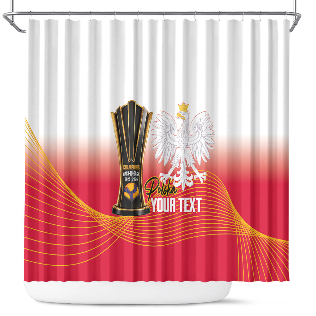 Personalised Poland Volleyball 2026 Shower Curtain Polska Back To Back Champions