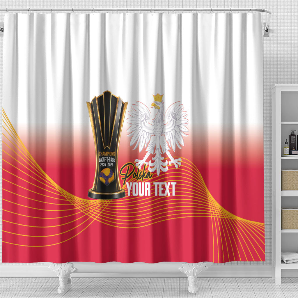 Personalised Poland Volleyball 2026 Shower Curtain Polska Back To Back Champions