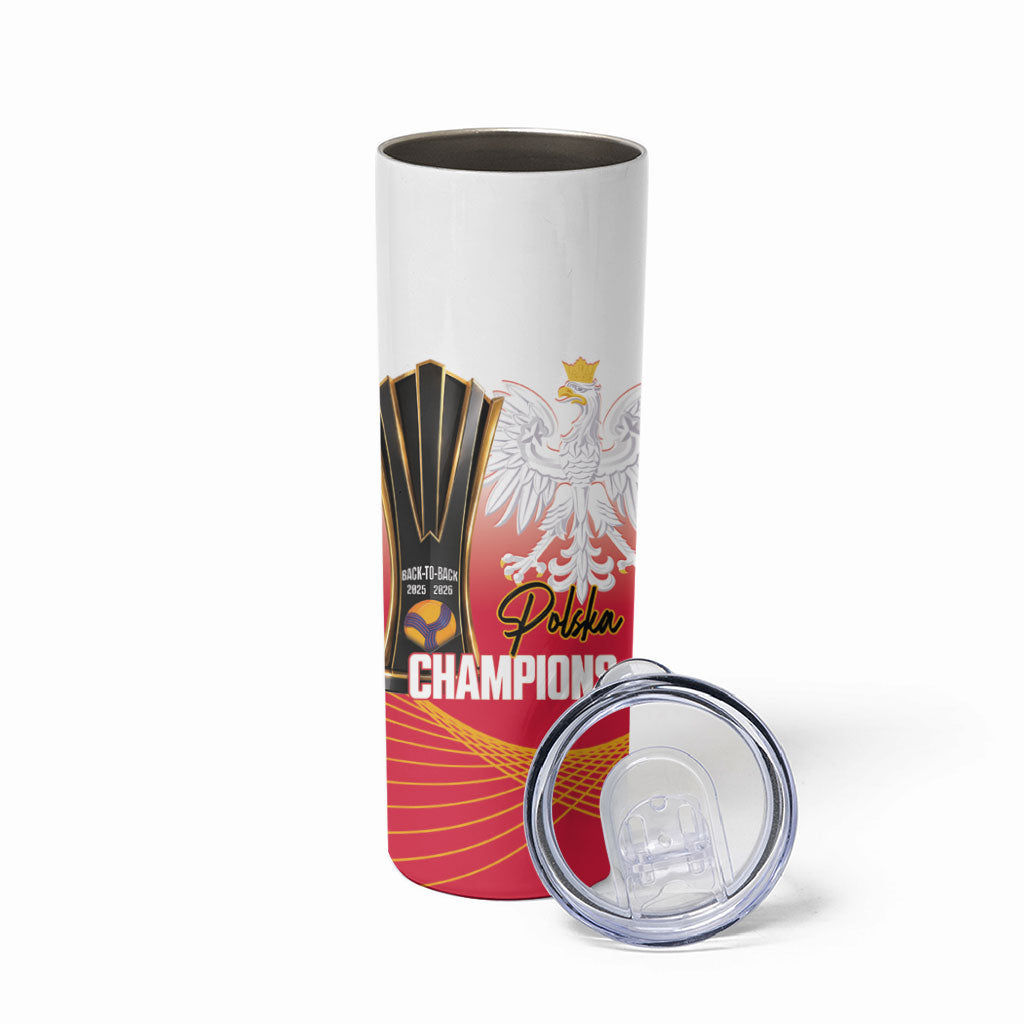 Personalised Poland Volleyball 2026 Skinny Tumbler Polska Back To Back Champions