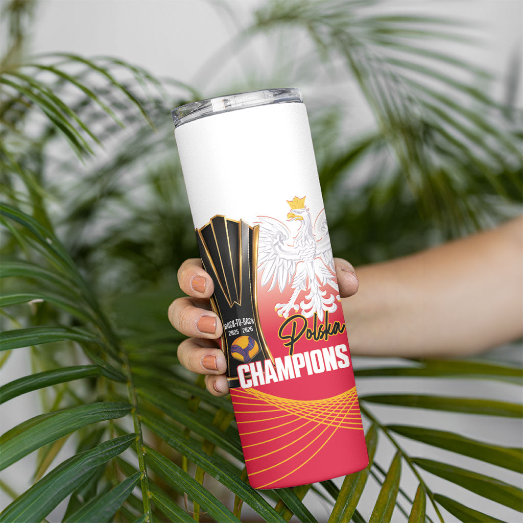 Personalised Poland Volleyball 2026 Skinny Tumbler Polska Back To Back Champions