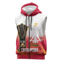 Personalised Poland Volleyball 2026 Sleeveless Zip Hoodie Polska Back To Back Champions