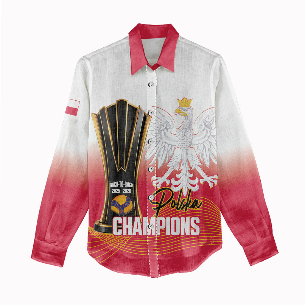 Personalised Poland Volleyball 2026 Women Casual Shirt Polska Back To Back Champions