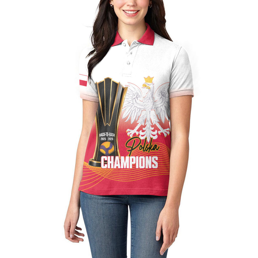 Personalised Poland Volleyball 2026 Women Polo Shirt Polska Back To Back Champions