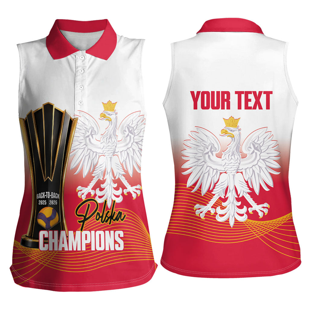 Personalised Poland Volleyball 2026 Women Sleeveless Polo Shirt Polska Back To Back Champions