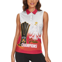 Personalised Poland Volleyball 2026 Women Sleeveless Polo Shirt Polska Back To Back Champions