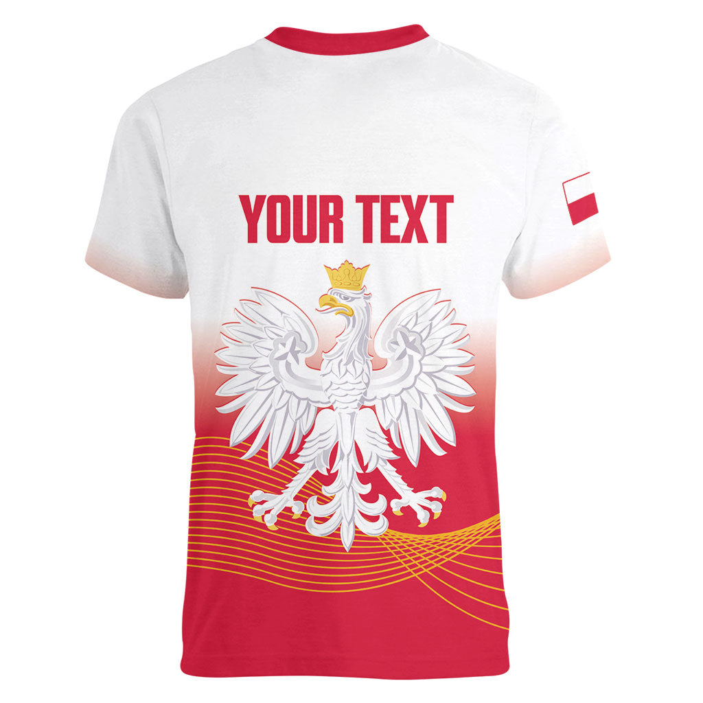 Personalised Poland Volleyball 2026 Women V-Neck T-Shirt Polska Back To Back Champions