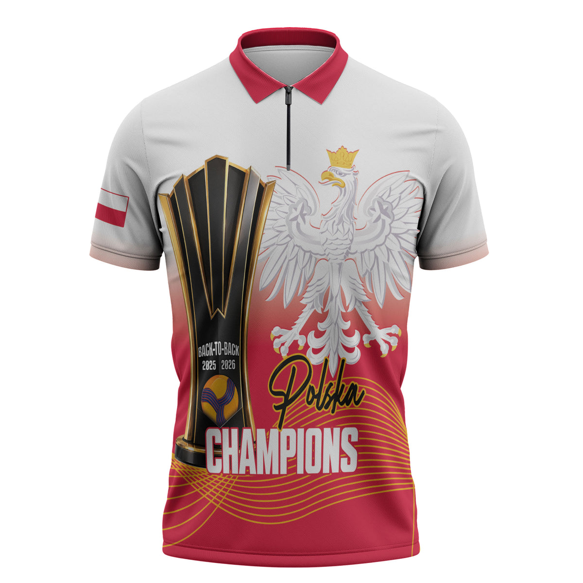 Personalised Poland Volleyball 2026 Zipper Polo Shirt Polska Back To Back Champions