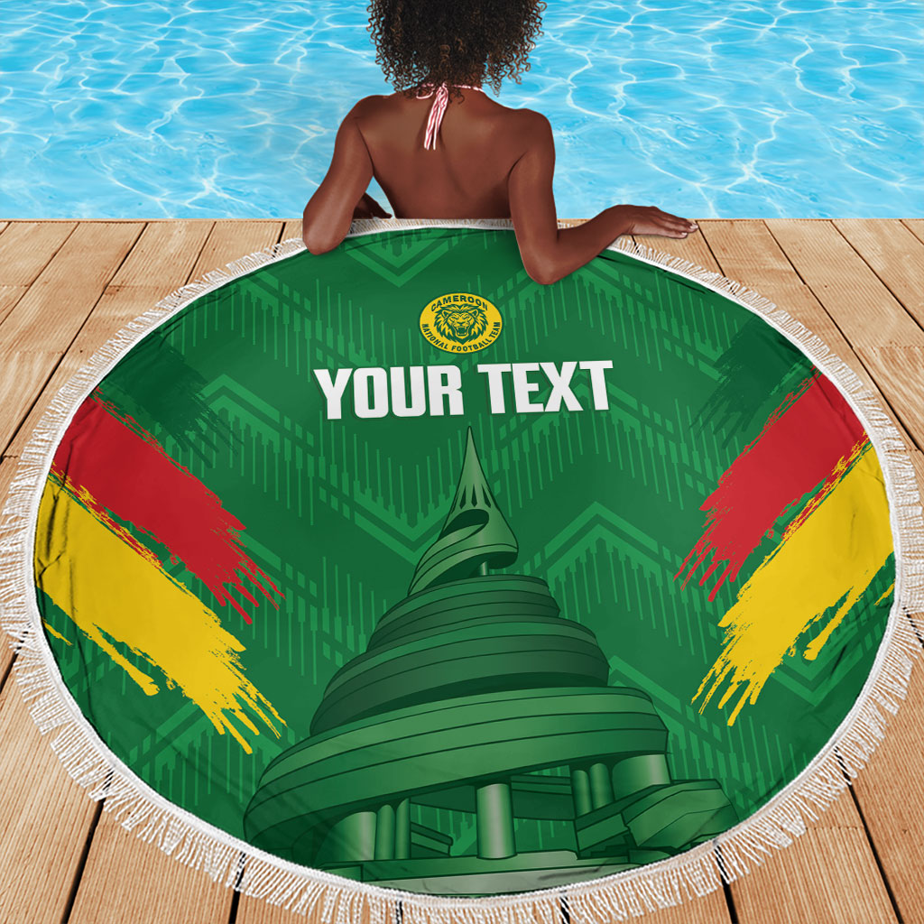 Cameroon Football Custom Beach Blanket Reunification Monument Les Lionnes Indomptables
