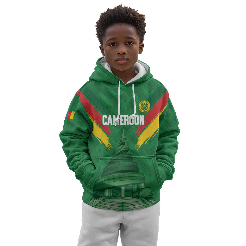 Cameroon Football Custom Kid Hoodie Reunification Monument Les Lionnes Indomptables