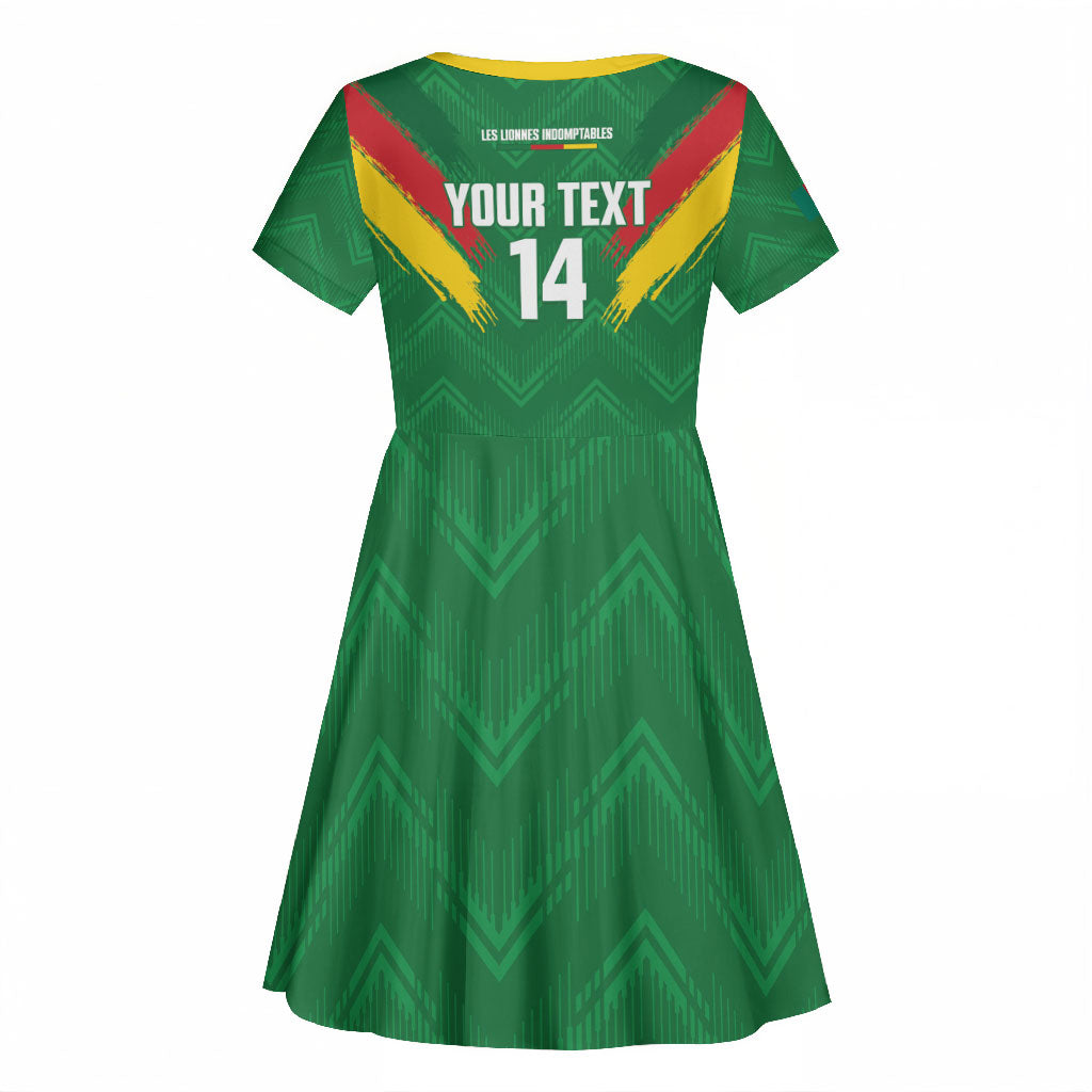Cameroon Football Custom Kid Short Sleeve Dress Reunification Monument Les Lionnes Indomptables