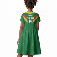 Cameroon Football Custom Kid Short Sleeve Dress Reunification Monument Les Lionnes Indomptables