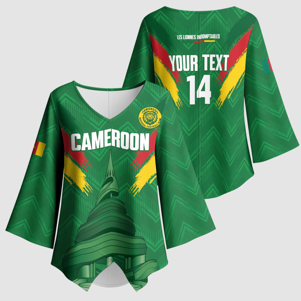 Cameroon Football Custom Kimono Sleeve Blouse Reunification Monument Les Lionnes Indomptables