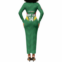 Cameroon Football Custom Long Sleeve Bodycon Dress Reunification Monument Les Lionnes Indomptables