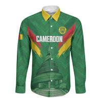 Cameroon Football Custom Long Sleeve Button Shirt Reunification Monument Les Lionnes Indomptables