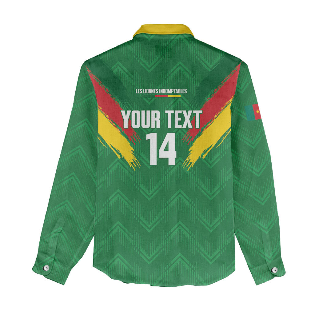 Cameroon Football Custom Women Casual Shirt Reunification Monument Les Lionnes Indomptables