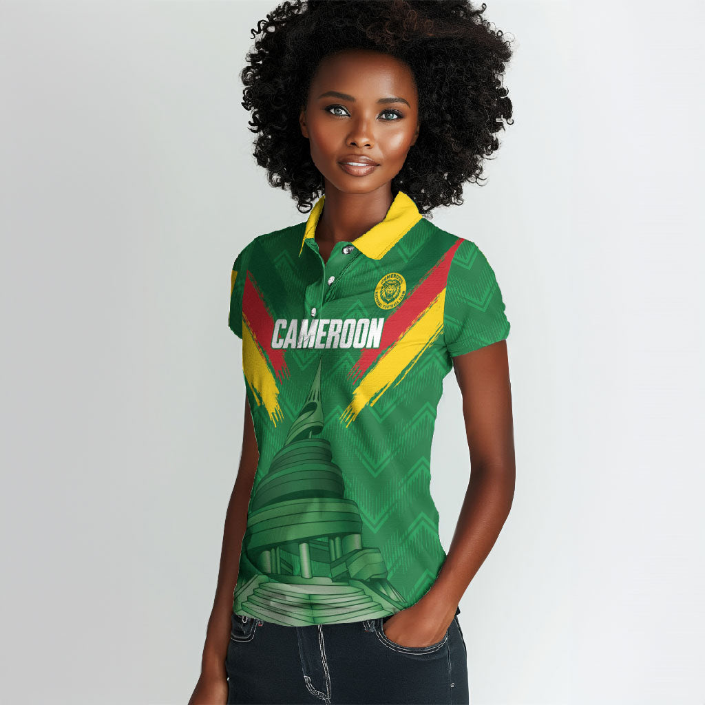 Cameroon Football Custom Women Polo Shirt Reunification Monument Les Lionnes Indomptables