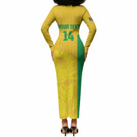 South Africa Soccer Custom Long Sleeve Bodycon Dress Banyana Banyana Protea Yellow Version