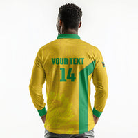South Africa Soccer Custom Long Sleeve Polo Shirt Banyana Banyana Protea Yellow Version