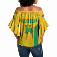 South Africa Soccer Custom Off Shoulder Wrap Waist Top Banyana Banyana Protea Yellow Version