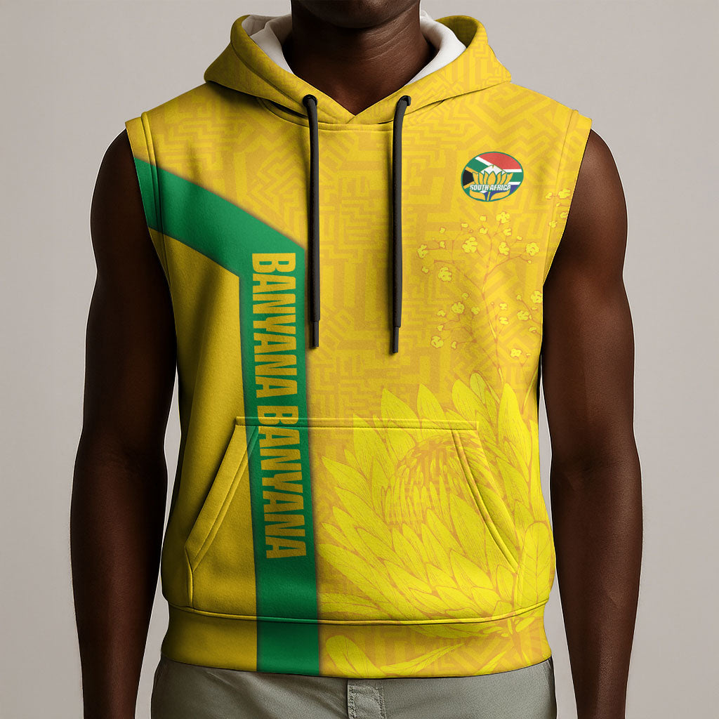 South Africa Soccer Custom Sleeveless Hoodie Banyana Banyana Protea Yellow Version