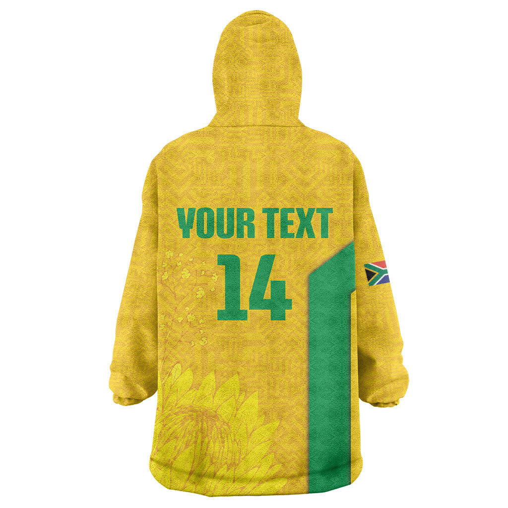 South Africa Soccer Custom Wearable Blanket Hoodie Banyana Banyana Protea Yellow Version