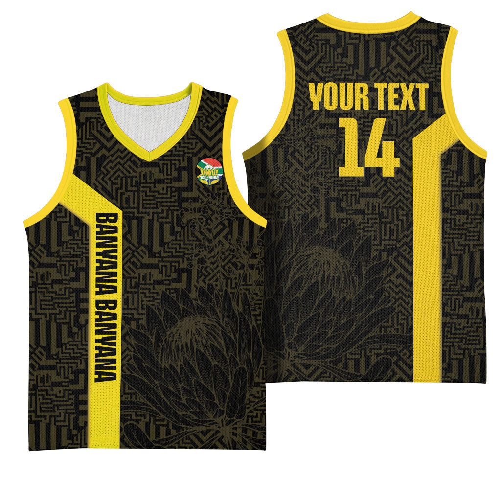 South Africa Soccer Custom Basketball Jersey Banyana Banyana Protea Black Version