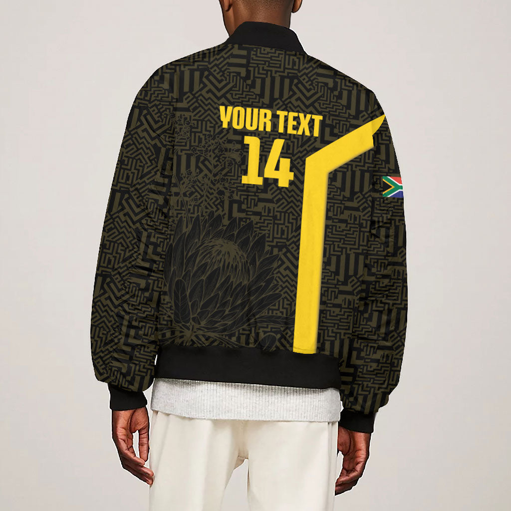 South Africa Soccer Custom Bomber Jacket Banyana Banyana Protea Black Version