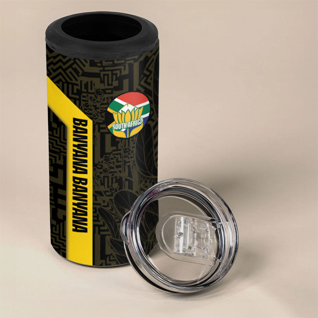 South Africa Soccer Custom 4 in 1 Can Cooler Tumbler Banyana Banyana Protea Black Version