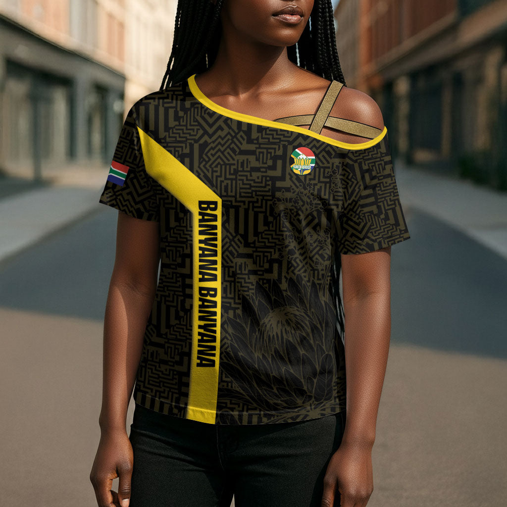 South Africa Soccer Custom Cross Shoulder Shirt Banyana Banyana Protea Black Version