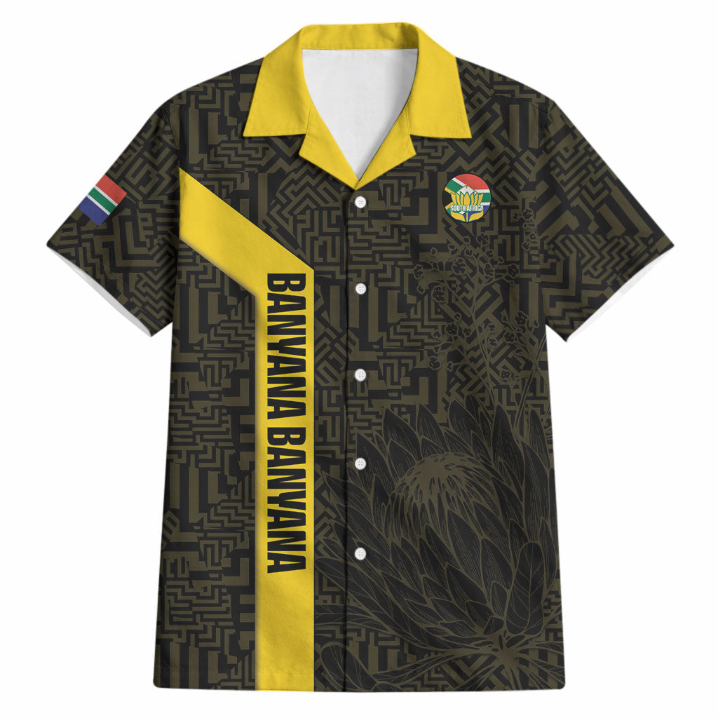 South Africa Soccer Custom Hawaiian Shirt Banyana Banyana Protea Black Version