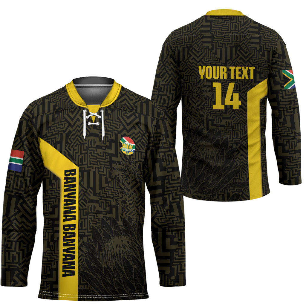 South Africa Soccer Custom Hockey Jersey Banyana Banyana Protea Black Version