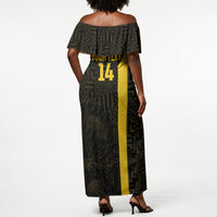 South Africa Soccer Custom Off Shoulder Maxi Dress Banyana Banyana Protea Black Version
