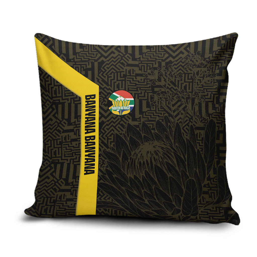 South Africa Soccer Pillow Cover Banyana Banyana Protea Black Version
