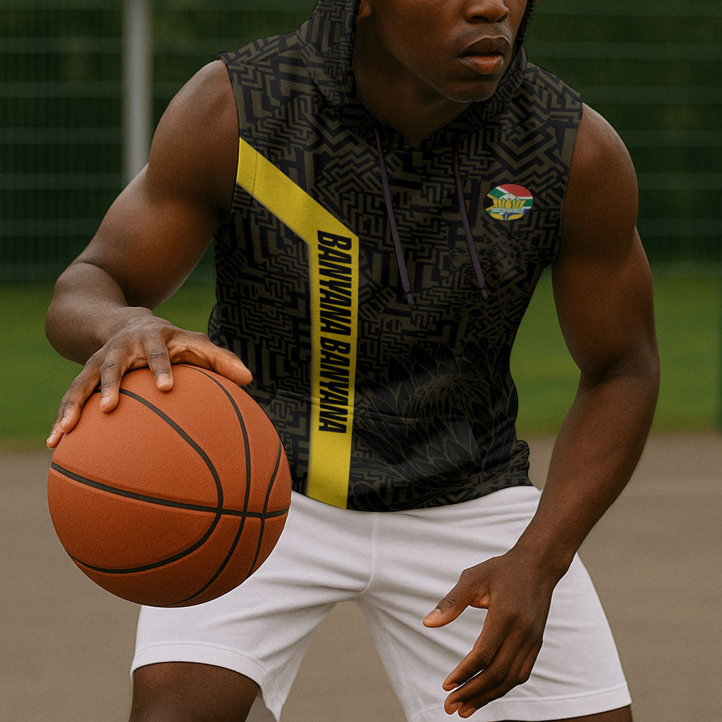 South Africa Soccer Custom Sleeveless Hoodie Banyana Banyana Protea Black Version