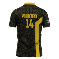 South Africa Soccer Custom Zipper Polo Shirt Banyana Banyana Protea Black Version