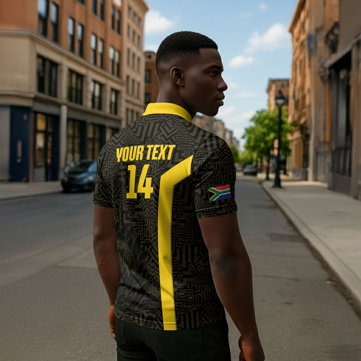 South Africa Soccer Custom Zipper Polo Shirt Banyana Banyana Protea Black Version