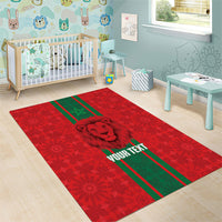 Morocco Football Custom Area Rug Atlas Lionesses Moroccan Folk Pattern