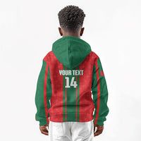 Morocco Football Custom Kid Hoodie Atlas Lionesses Moroccan Folk Pattern