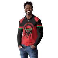 Malawi Football Custom Long Sleeve Polo Shirt Red Rising Sun Go Scorchers