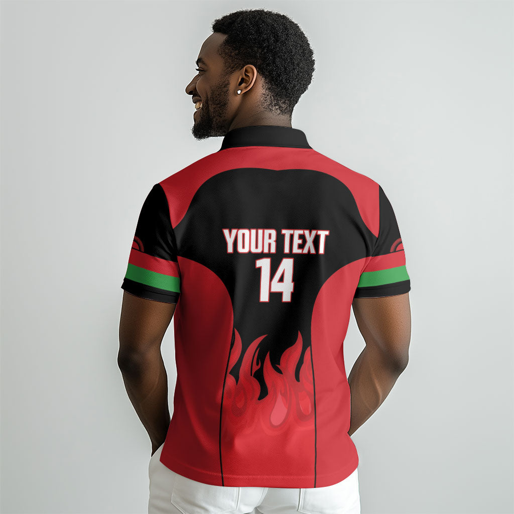 Malawi Football Custom Polo Shirt Red Rising Sun Go Scorchers