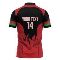 Malawi Football Custom Zipper Polo Shirt Red Rising Sun Go Scorchers