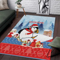 Personalised Puffin Iceland Christmas Area Rug Merry Xmas Winter Vibes - Wonder Print Shop