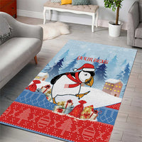 Personalised Puffin Iceland Christmas Area Rug Merry Xmas Winter Vibes - Wonder Print Shop